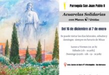 Exposición de acuarelas solidarias en la Parroquia de San Juan pablo II